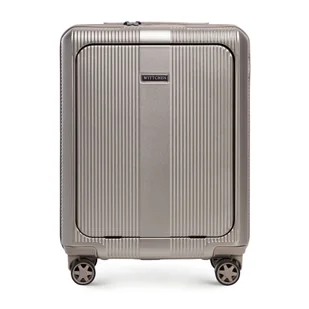 Walizka kabinowa z polikarbonu i kieszenią na laptopa 15” szampański - Walizki Walizka kabinowa z polikarbonu i kieszenią na laptopa 15” szampański - Walizki - miniaturka - grafika 1