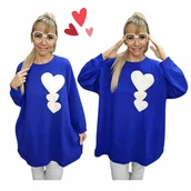 Bluzki damskie - UROCZA TUNIKA SERDUSZKO luźne biodra modna bluza bawełna 50 52 5XL 6XL 3219 - miniaturka - grafika 1