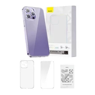 Etui Baseus Crystal Clear Apple iPhone 14 Pro Max (transparentne) + szkło hartowane + zestaw czyszczący - Szkła hartowane na telefon - miniaturka - grafika 1