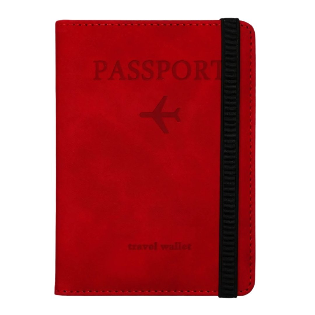 Czerwone etui na paszport dokumenty karty z blokadą RFID antykradzieżowe