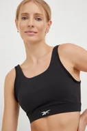 Bielizna sportowa damska - Reebok biustonosz sportowy Yoga kolor czarny gładki - miniaturka - grafika 1