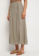 Spódnice - Zielona Spódnica z Wiskozy o Rozkloszowanym Kroju Galinelle - miniaturka - grafika 1