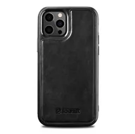 Etui i futerały do telefonów - iCarer Leather Oil Wax etui pokryte naturalną skórą do iPhone 12 Pro Max czarny (ALI1206-BK) - miniaturka - grafika 1