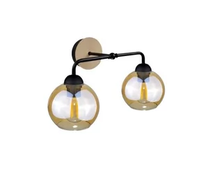 Melle kinkiet 2-punktowy czarny/drewno 2032 - Lampy ścienne - miniaturka - grafika 1