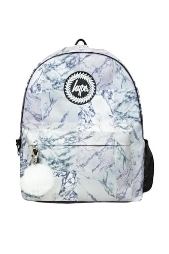 Hype Unisex dziecięcy plecak marmurowy, biały, jeden rozmiar, biały, Rozmiar uniwersalny