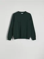Bluzy męskie - Reserved - Gładka bluza z bawełną - ciemnozielony - miniaturka - grafika 1