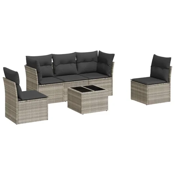Zestaw mebli ogrodowych modułowych jasnoszary rattan PE 62x62x69 cm