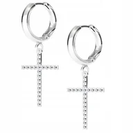 Kolczyki - Kolczyki srebrne Krzyż Swarovski 925 - miniaturka - grafika 1