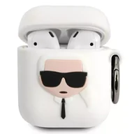 Akcesoria do słuchawek - Karl Lagerfeld KLACCSILKHWH AirPods cover biały/white Silicone Ikonik - miniaturka - grafika 1