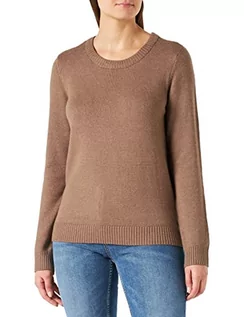 Swetry damskie - Vila Women's VIRIL O-Neck L/S Knit TOP-NOOS sweter, Walnut/Szczegóły: ciemny melanż, XL, Walnut/Szczegóły: ciemny melanż, XL - grafika 1