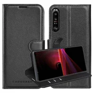 Etui i futerały do telefonów - Etui ochronne Cadorabo do Sony Xperia 1 III w kolorze PHANTOM BLACK z magnetycznym zapięciem, funkcją podstawki i kieszenią na karty Etui z klapką na telefon komórkowy Etui z klapką na książkę - miniaturka - grafika 1
