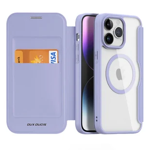 Etui iPhone 15 Pro Max magnetyczny pokrowiec MagSafe z klapką Dux Ducis Skin X Pro - fioletowe - Etui i futerały do telefonów - miniaturka - grafika 2