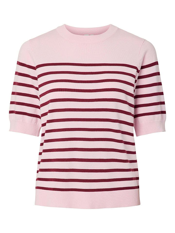 YAS Sweter w kolorze jasnoróżowo-bordowym