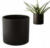 Donice - DONICZKA CZARNA CERAMICZNA DUŻA okrągła cylinder osłonka donica Maria 23cm - miniaturka - grafika 1