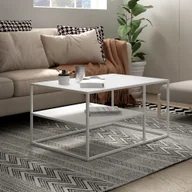 Ławy i stoliki kawowe - Stolik kawowy 'Solund' stalowy 90 x 60 x 45 cm biały - miniaturka - grafika 1