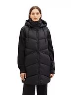 Kamizelki damskie - TOM TAILOR Damska kamizelka pikowana Longstyle, 14482-Deep Black, XL - miniaturka - grafika 1