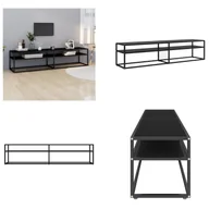 Szafki RTV - vidaXL Szafka pod TV czarna 180x40x40,5 cm szkło hartowane - szafka pod TV - szafki pod TV - stojak pod TV - meble pod TV - miniaturka - grafika 1
