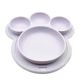 Miseczki i talerzyki dla dzieci - Talerz Silikonowy  Szary Blw - miniaturka - grafika 1