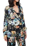 Bluzki damskie - Pretty Darling Damska czarna kwiatowa piżama styl satynowa z długimi rękawami Banding Casual Bluzka, multi, 40 - miniaturka - grafika 1