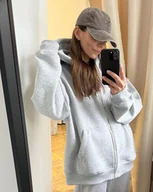 Bluzy damskie - Bluza Restful grey z kapturem na zamek - miniaturka - grafika 1