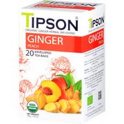 Herbata - Tipson Organic Ginger Peach Herbata Ziołowa Brzoskwina Lukrecja Saszetki - 20 X 1,5 G - miniaturka - grafika 1