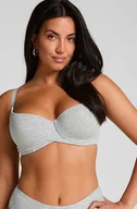 Biustonosze - Hunkemöller Usztywniony bawełniany biustonosz z fiszbinami Szary - miniaturka - grafika 1