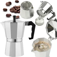 Zaparzacze i kawiarki - Kawiarka Zaparzacz Do Kawy Herbaty Aluminiowa 9 Filiżanki 450Ml Gaz Srebrna - miniaturka - grafika 1