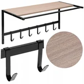 Wieszaki i stojaki - Wieszak na ubrania kurtki Ścienny Z Półką Hak nowoczesny loft Regał czarny - miniaturka - grafika 1