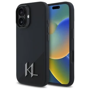 Karl Lagerfeld KLHMP16SSCMKMPCK iPhone 16 6.1" czarny/black hardcase Silicone Shadow Metal Initial MagSafe - Etui i futerały do telefonów - miniaturka - grafika 1