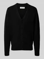 Swetry męskie - Kurtka z dzianiny o kroju slim fit z dekoltem w serek model ‘Heine’ - miniaturka - grafika 1