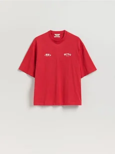 Reserved - T-shirt loose z nadrukiem - intenstywna czerwień - Koszulki męskie - miniaturka - grafika 1