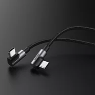 Kable - Ugreen kątowy kabel przewód z bocznym wtykiem USB Typ C - USB Typ C Power Delivery Quick Charge FCP 3 A 1 m szary (70529 US323) - miniaturka - grafika 1
