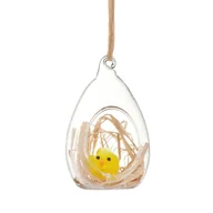 Wielkanoc - Ozdoba wielkanocna szklana zawieszka z kurczątkiem 9 cm - miniaturka - grafika 1
