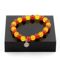 Bransoletki - Kamienie i minerały. Bransoletka katalońska Koraliki żółtego agatu + czerwony agat 8 mm. Wyprodukowano we Francji. - miniaturka - grafika 1
