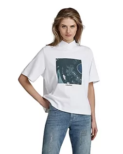 Koszulki i topy damskie - G-STAR RAW Damski top Eye Dye Boxy Mock z dekoltem w serek, Biały (White D23092-c336-110), M - grafika 1