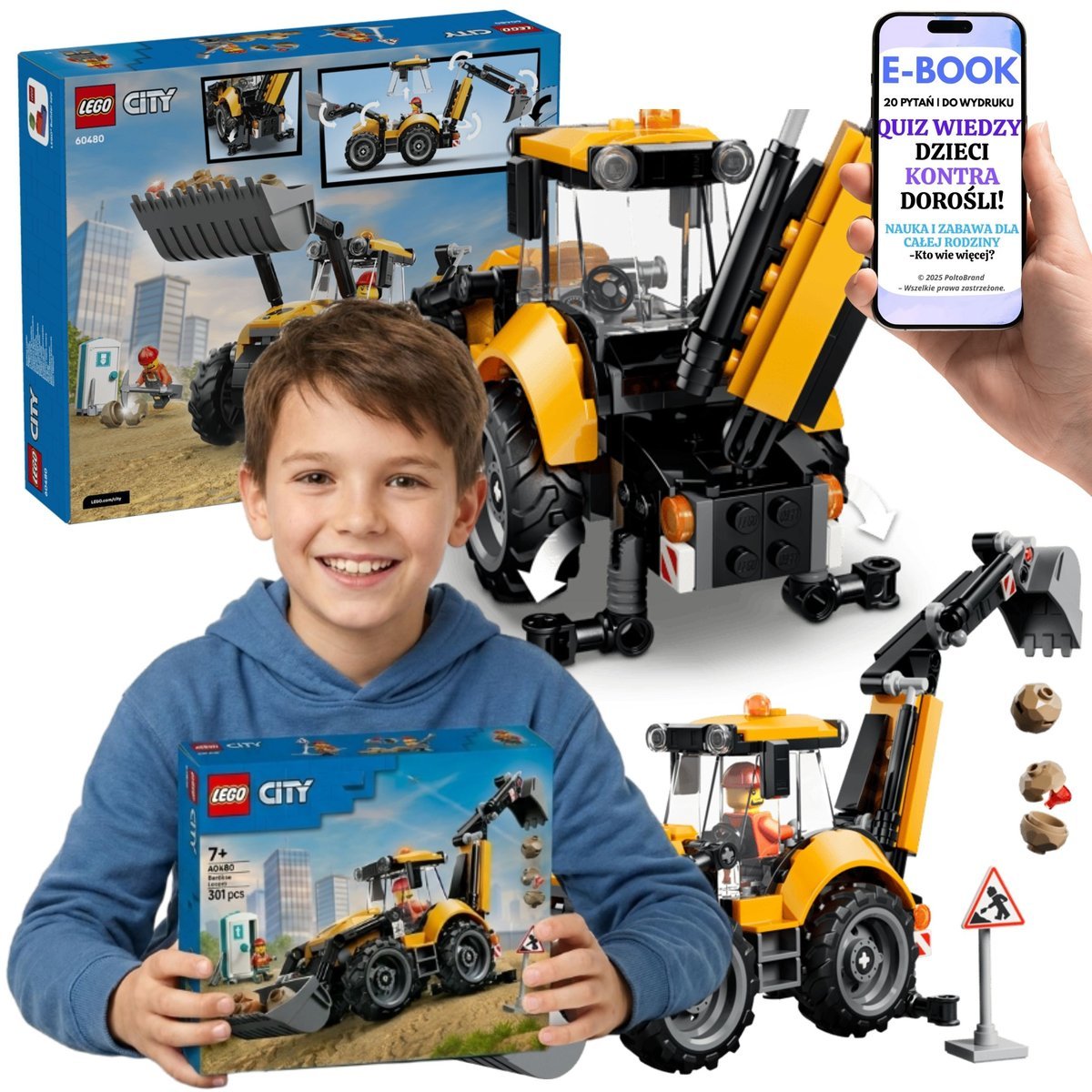 LEGO City Żółta Koparka Koparko-Ładowarka 60480 + E-BOOK-2