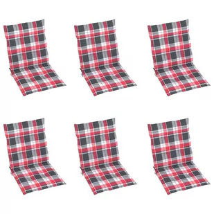 vidaXL Poduszki na krzesła, 6 szt., czerwona krata, 100x50x4 cm - Poduszki ogrodowe - miniaturka - grafika 1