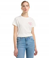 Koszulki i topy damskie - T-shirt Lee SMALL LOGO TEE 112363635 Ecru XS - miniaturka - grafika 1