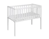 Łóżeczka i kojce - Łóżeczko Charlie biały 80x40 BUKOWE dostawka MATERAC opuszczany bok szelka - miniaturka - grafika 1