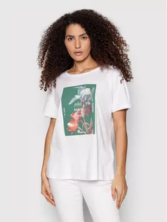 Koszulki i topy damskie - Benetton United Colors Of T-Shirt 3I1XD100J Biały Regular Fit - grafika 1