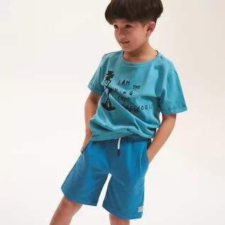Spodnie i spodenki dla chłopców - Reserved Bawełniane szorty z kieszeniami - Niebieski - grafika 1