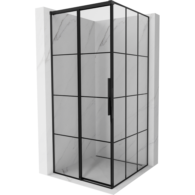 Mexen Rox kabina prysznicowa rozsuwana lewa 95 x 95 cm, czarna kratka, czarna - 8C2-095-095-70-77-L