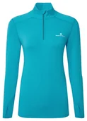 Bluzy sportowe damskie - RONHILL Bluza biegowa damska CORE THERMAL 1/2 ZIP TEE azure/bright white - miniaturka - grafika 1