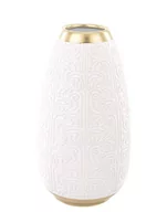 Wazony i flakony - Biały, Ceramiczny Wazon Ze Złotymi Dodatkami - miniaturka - grafika 1