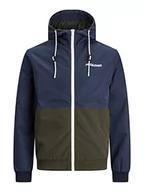 Kurtki męskie - Bestseller A/S Męska kurtka bomberka JJERUSH Hood Bomber NOOS, Navy Blazer/Detail:Rosin/White Blocking, XXL, Navy Blazer/Detail:rosin/white blocking - miniaturka - grafika 1
