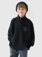 Bluzy dla chłopców - 4F Bluza dresowa nierozpinana bez kaptura chłopięca - czarna 158 (12-13 lat) - miniaturka - grafika 1