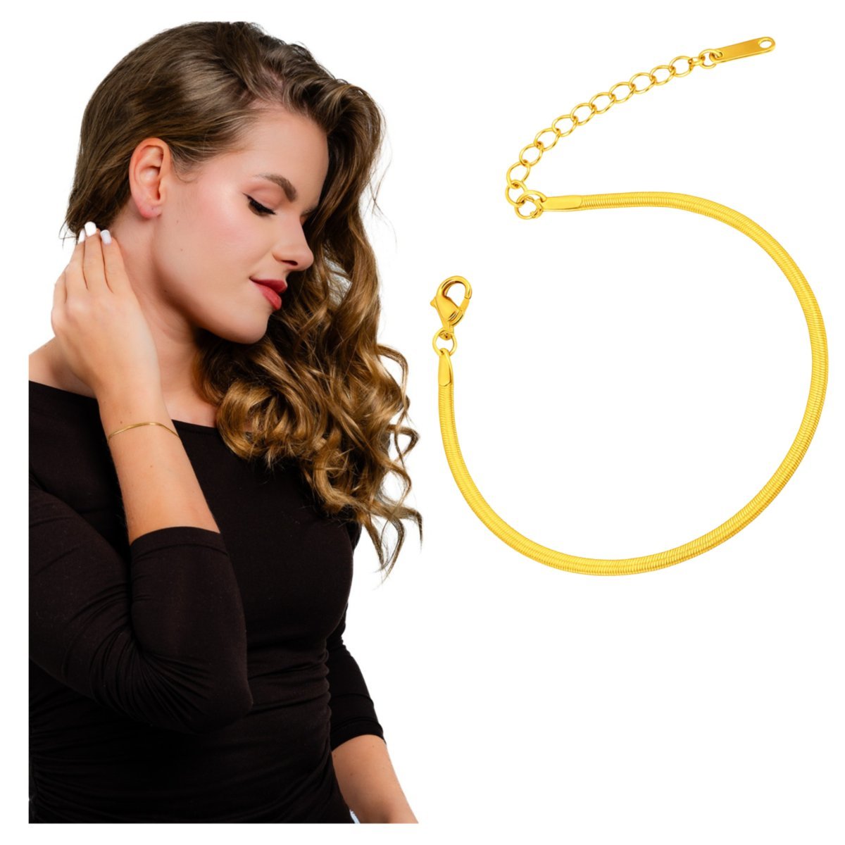 Bransoletka Złota Damska ze Stali Chirurgicznej 316L Pozłacana Regulowana