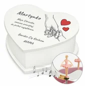 Pamiątka Pierwszej Komunii Świętej - Szkatułka na biżuterię w kształcie serca z pozytywką i nadrukiem dla - miniaturka - grafika 1
