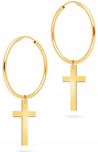 PIĘKNE ZŁOTE KOLCZYKI WISZĄCE KRZYŻYK 585 14KT - Kolczyki - miniaturka - grafika 1