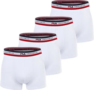Bokserki męskie FILA, 4-pak - logo w pasie, bawełna stretch, jednokolorowe, białe S - Majtki męskie - miniaturka - grafika 1